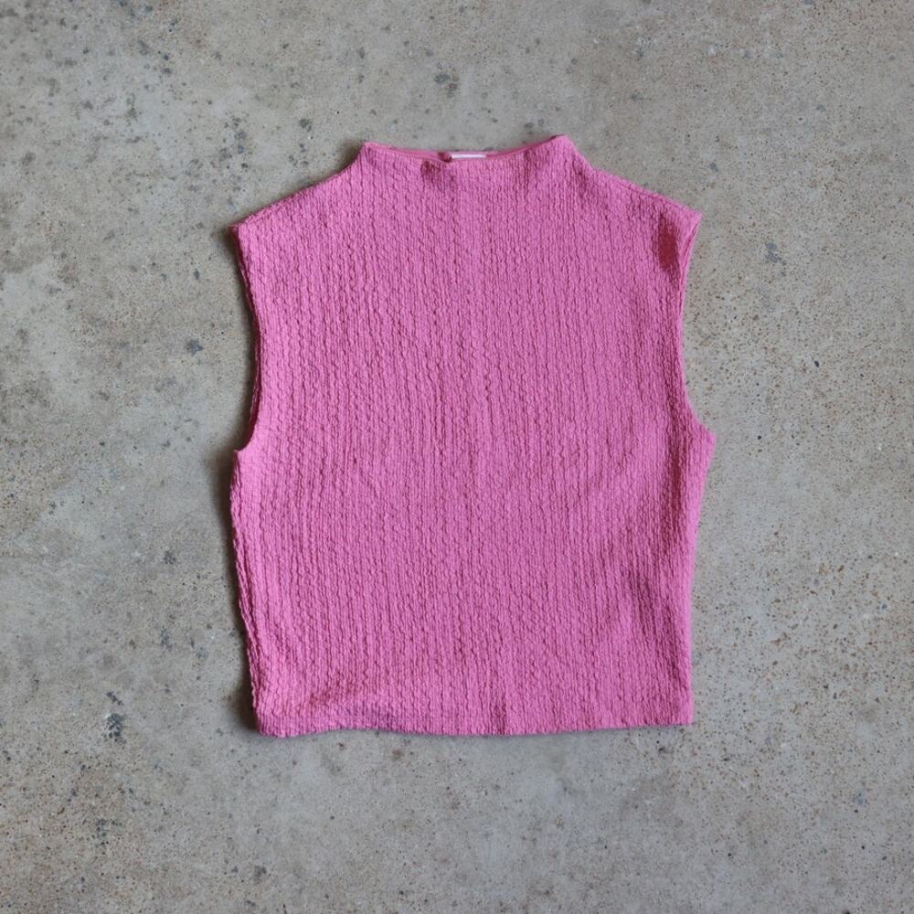 Abercrombie & Fitch Pink Textured Seersucker Sleeveless Blouse Top M